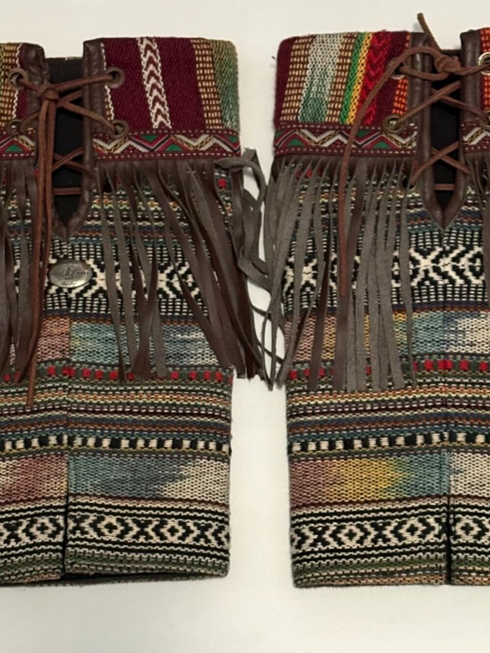 Boho Woven Fringe Boot Rugs/Covers Southwest Aztec Pattern